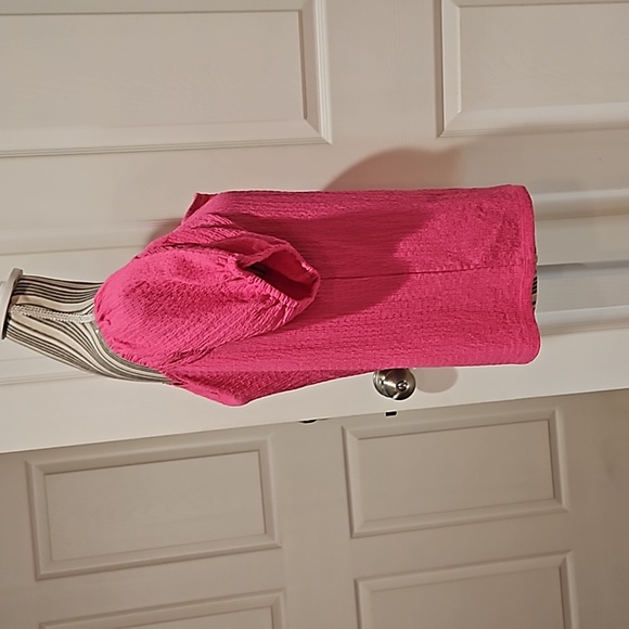 Tommy Hilfiger Women Pink Short Puff sleeve Button Down Front Top Blouse Size XL - Picture 8 of 10